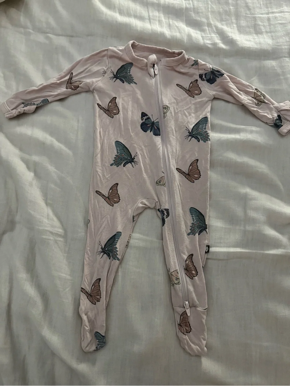 Kyte Baby Pink Butterfly Zip-Front One-Piece